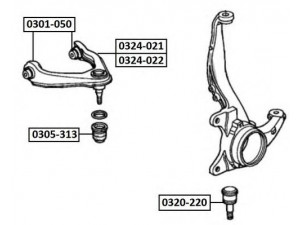 ASVA 0301-050 valdymo svirties/išilginių svirčių įvorė 
 Ašies montavimas/vairavimo mechanizmas/ratai -> Valdymo svirtis/pasukamosios svirties sujungimas -> Montavimas/sutvirtinimas
51450-S01-023, 51450-S04-023