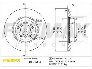 FREMAX BD-0904 stabdžių diskas 
 Dviratė transporto priemonės -> Stabdžių sistema -> Stabdžių diskai / priedai
34 11 6 778 647