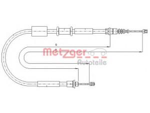 METZGER 1281P4 trosas, stovėjimo stabdys 
 Stabdžių sistema -> Valdymo svirtys/trosai
7747333, 7747334