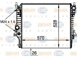 HELLA 8MK 376 764-361 radiatorius, variklio aušinimas 
 Aušinimo sistema -> Radiatorius/alyvos aušintuvas -> Radiatorius/dalys
C2C1 448, XR84 7964