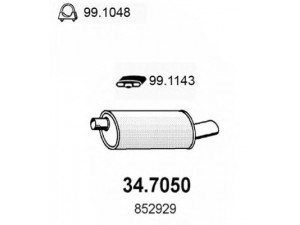 ASSO 34.7050 galinis duslintuvas 
 Išmetimo sistema -> Duslintuvas
5852969, 5852992, 852097, 852860