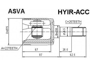 ASVA HYIR-ACC jungčių komplektas, kardaninis velenas 
 Ratų pavara -> Sujungimai/komplektas
49505-25B00, 49505-25B00