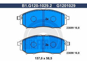 GALFER B1.G120-1029.2 stabdžių trinkelių rinkinys, diskinis stabdys 
 Techninės priežiūros dalys -> Papildomas remontas
41060-CC090, 41060-EB325, D1060-1BN0A