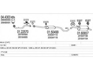 MTS C240070004543 išmetimo sistema 
 Išmetimo sistema -> Išmetimo sistema, visa