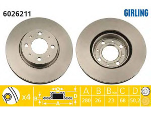 GIRLING 6026211 stabdžių diskas 
 Stabdžių sistema -> Diskinis stabdys -> Stabdžių diskas
271590, 2715902, 31262091, 351688
