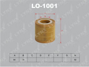 LYNXauto LO-1001 alyvos filtras 
 Filtrai -> Alyvos filtras
03D 115 403 D, 03D 115 466 A, 03D 198 819