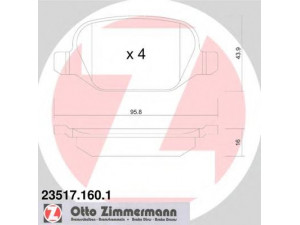 ZIMMERMANN 23517.160.1 stabdžių trinkelių rinkinys, diskinis stabdys 
 Techninės priežiūros dalys -> Papildomas remontas
77362276, 77362675, 77363341, 9948338