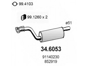 ASSO 34.6053 vidurinis duslintuvas 
 Išmetimo sistema -> Duslintuvas
852919, 91140230