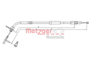 METZGER 10.9334 trosas, stovėjimo stabdys 
 Stabdžių sistema -> Valdymo svirtys/trosai
169 420 1228, 169 420 1285