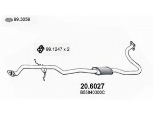 ASSO 20.6027 vidurinis duslintuvas 
 Išmetimo sistema -> Duslintuvas
B55840300C