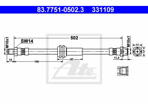 ATE 83.7751-0502.3 stabdžių žarnelė 
 Stabdžių sistema -> Stabdžių žarnelės
34 30 2 283 033