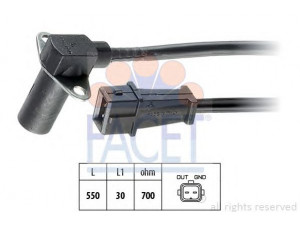 FACET 9.0002 jutiklis, alkūninio veleno impulsas; impulso jutiklis, smagratis 
 Kibirkšties / kaitinamasis uždegimas -> Impulsų generatorius
774 131 1, 60806494, 7547235
