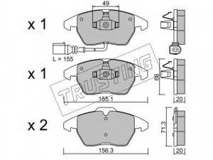 TRUSTING 564.0 stabdžių trinkelių rinkinys, diskinis stabdys 
 Techninės priežiūros dalys -> Papildomas remontas
1K0 698 151, 1K0 698 151C, 1K0 698 151E