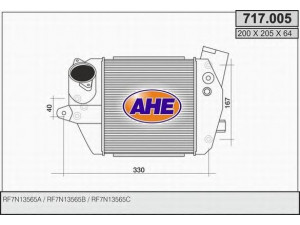 AHE 717.005 tarpinis suslėgto oro aušintuvas, kompresorius 
 Variklis -> Oro tiekimas -> Įkrovos agregatas (turbo/superįkrova) -> Tarpinis suslėgto oro aušintuvas
RF7N13565A