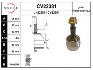 EAI CV22381K jungčių komplektas, kardaninis velenas 
 Ratų pavara -> Sujungimai/komplektas