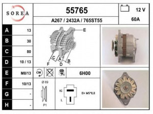 EAI 55765 kintamosios srovės generatorius 
 Elektros įranga -> Kint. sr. generatorius/dalys -> Kintamosios srovės generatorius
857418300, HE2118300, HE2118300A