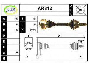 SERA AR312 kardaninis velenas 
 Ratų pavara -> Kardaninis velenas
463073060, 936.AB.9.AA.E