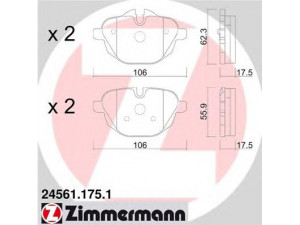 ZIMMERMANN 24561.175.1 stabdžių trinkelių rinkinys, diskinis stabdys 
 Techninės priežiūros dalys -> Papildomas remontas
3421 6 788 284, 3421 6 796 741