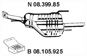 EBERSPÄCHER 08.399.85 galinis duslintuvas 
 Išmetimo sistema -> Duslintuvas
58 52 052, 58 52 099, 58 54 556