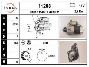 EAI 11208 starteris 
 Elektros įranga -> Starterio sistema -> Starteris
5985265, 7589435, 77452430