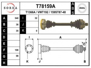 EAI T78159A kardaninis velenas 
 Ratų pavara -> Kardaninis velenas
701407271P