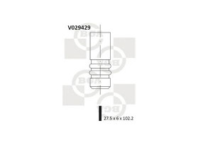 BGA V029429 išleidimo vožtuvas 
 Variklis -> Variklio uždegimo laiko reguliavimo kontrolė -> Vožtuvų eilė -> Vožtuvai/dalys
641340, 90412974