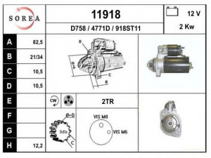 EAI 11918 starteris 
 Elektros įranga -> Starterio sistema -> Starteris
91154217