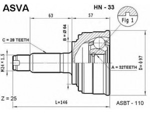 ASVA HN-33 jungčių komplektas, kardaninis velenas 
 Ratų pavara -> Sujungimai/komplektas
44010-S10-A60, 44010-S30-951, 44010-SM4-310