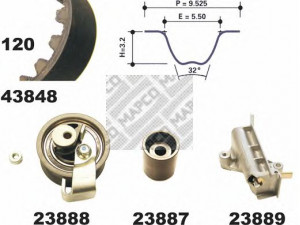 MAPCO 23848 paskirstymo diržo komplektas 
 Techninės priežiūros dalys -> Papildomas remontas