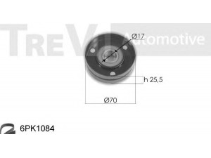 TREVI AUTOMOTIVE KA1081F skriemulių komplektas, V formos rumbuotas diržas 
 Diržinė pavara -> V formos rumbuotas diržas/komplektas -> Cilindrų komplektas