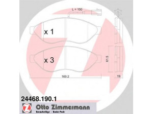 ZIMMERMANN 24468.190.1 stabdžių trinkelių rinkinys, diskinis stabdys 
 Techninės priežiūros dalys -> Papildomas remontas
77364014, 77364160, 77366017, 77366018
