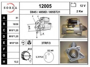 EAI 12005 starteris 
 Elektros įranga -> Starterio sistema -> Starteris
F8RU11000AA, WL0118400, WL0218400