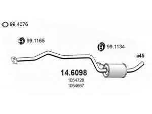 ASSO 14.6098 vidurinis duslintuvas 
 Išmetimo sistema -> Duslintuvas
1003540, 1003545, 1054667, 1054728