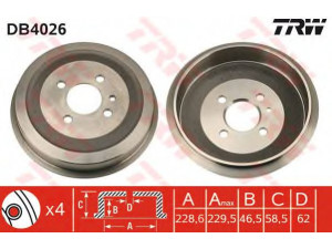 TRW DB4026 stabdžių būgnas 
 Stabdžių sistema -> Būgninis stabdys -> Stabdžių būgnas
34211153091, 34211156297, 34211158556