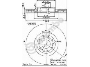 BREMBO 09.8689.11 stabdžių diskas 
 Stabdžių sistema -> Diskinis stabdys -> Stabdžių diskas
8D0615301K