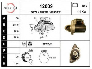 EAI 12039 starteris 
 Elektros įranga -> Starterio sistema -> Starteris
0051513901