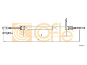 COFLE 10.9431 trosas, stovėjimo stabdys 
 Stabdžių sistema -> Valdymo svirtys/trosai
2024200185, 2024202285, 2024202785