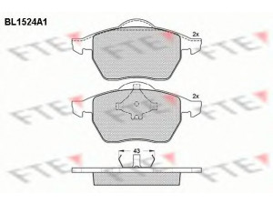 FTE BL1524A1 stabdžių trinkelių rinkinys, diskinis stabdys 
 Techninės priežiūros dalys -> Papildomas remontas
1J0 698 151 L, 3A0 615 116 A, 3A0 615 116 B