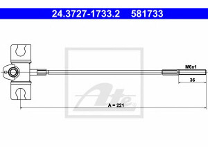 ATE 24.3727-1733.2 trosas, stovėjimo stabdys 
 Stabdžių sistema -> Valdymo svirtys/trosai
36402-BM600