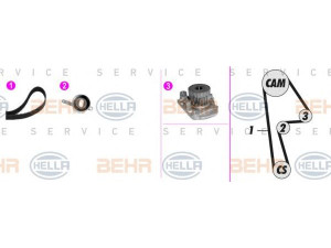 HELLA 8MP 376 808-881 vandens siurblio ir paskirstymo diržo komplektas 
 Aušinimo sistema -> Vandens siurblys/tarpiklis -> Vandens siurblys
14 400 P08 004, 14 400 P1G E01