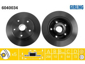 GIRLING 6040034 stabdžių diskas 
 Stabdžių sistema -> Diskinis stabdys -> Stabdžių diskas
G31126251A, GM0926251B