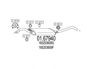 MTS 01.67940 galinis duslintuvas 
 Išmetimo sistema -> Duslintuvas
165253609F, 165253609G