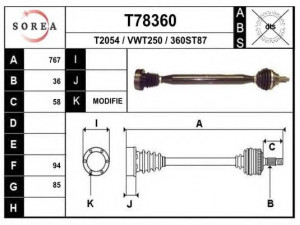 EAI T78360 kardaninis velenas
6R0407762X, 6R407762