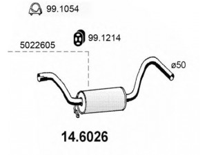 ASSO 14.6026 vidurinis duslintuvas 
 Išmetimo sistema -> Duslintuvas
1507219, 1648681, 5018637, 5018638