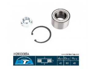 BTA H2R030BTA rato guolio komplektas 
 Ašies montavimas/vairavimo mechanizmas/ratai -> Rato stebulė/montavimas -> Rato guolis
9111044, 77 01 206 742