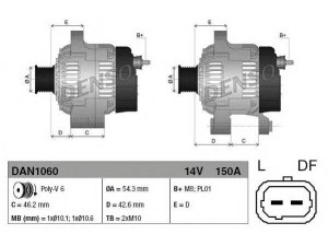 DENSO DAN1060 kintamosios srovės generatorius 
 Elektros įranga -> Kint. sr. generatorius/dalys -> Kintamosios srovės generatorius
5705AC, 5705ES, 9640623580, 5705AC