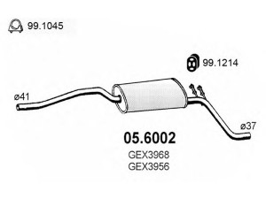 ASSO 05.6002 vidurinis duslintuvas 
 Išmetimo sistema -> Duslintuvas
GEX3956, GEX3968