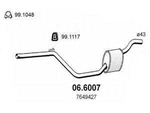 ASSO 06.6007 vidurinis duslintuvas 
 Išmetimo sistema -> Duslintuvas
7649427