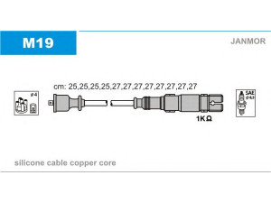 JANMOR M19 uždegimo laido komplektas 
 Kibirkšties / kaitinamasis uždegimas -> Uždegimo laidai/jungtys
112 150 01 18, 112 150 02 18
