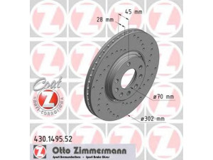 ZIMMERMANN 430.1495.52 stabdžių diskas 
 Stabdžių sistema -> Diskinis stabdys -> Stabdžių diskas
569 004, 93171500